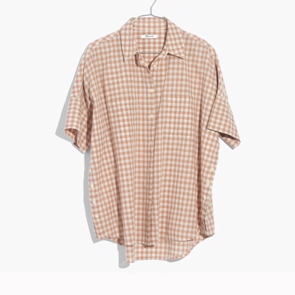 Madewell Side Button Courier Shirt Gingham Check S